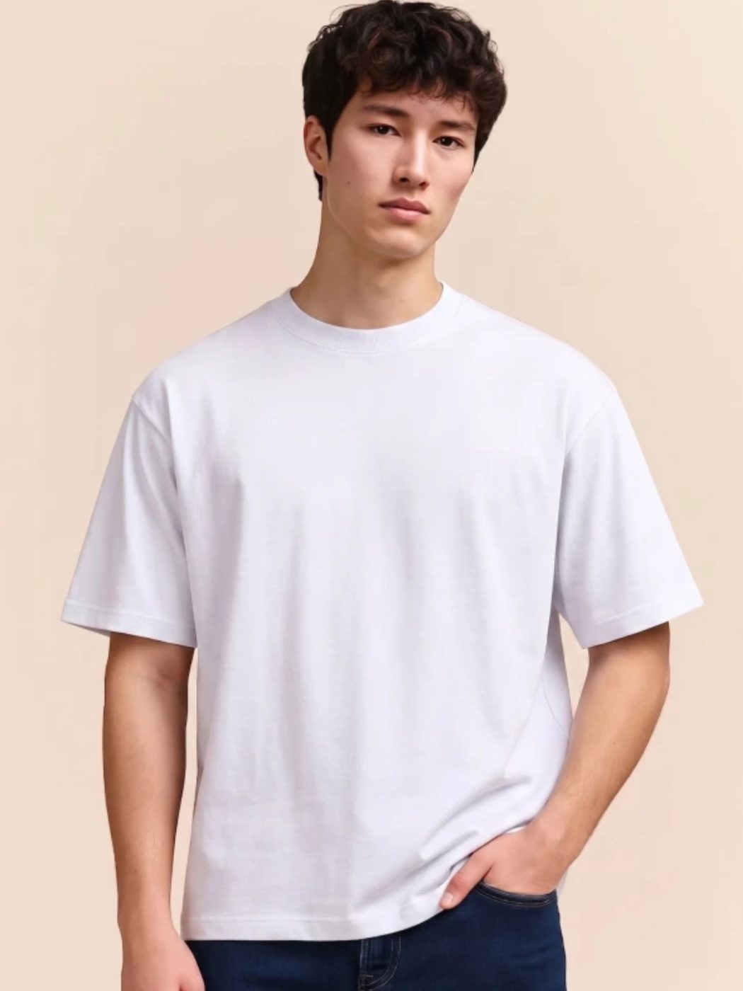 Men's Premium Oversized Round Neck T-Shirt (White)