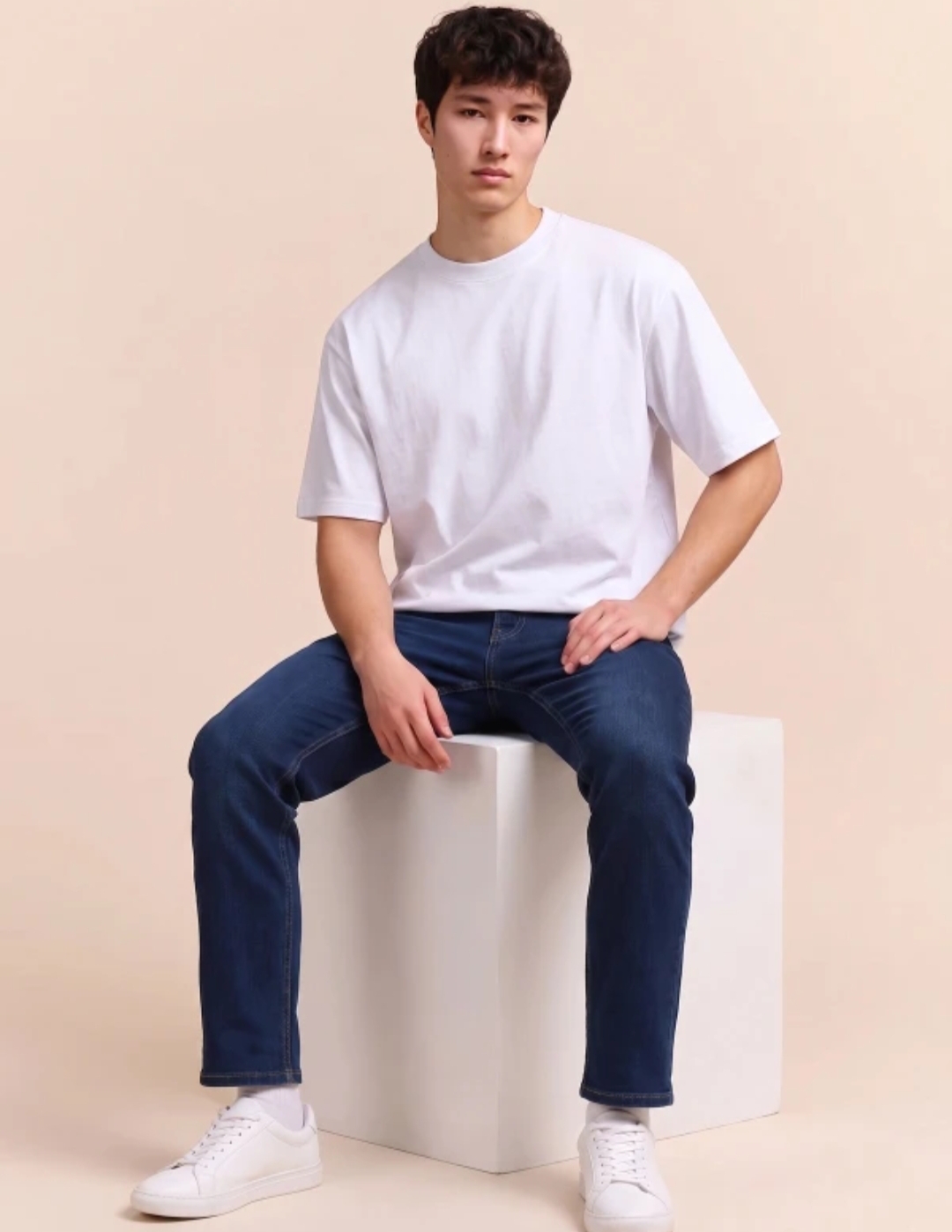 Men's Premium Oversized Round Neck T-Shirt (White)