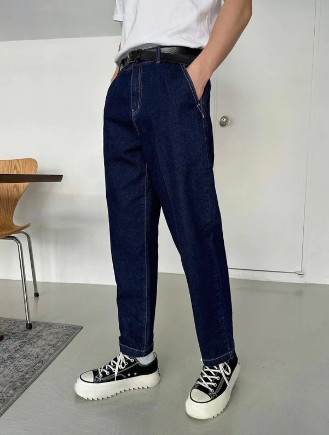 Premium Men's Dark Blue Straight Fit Denim Jeans