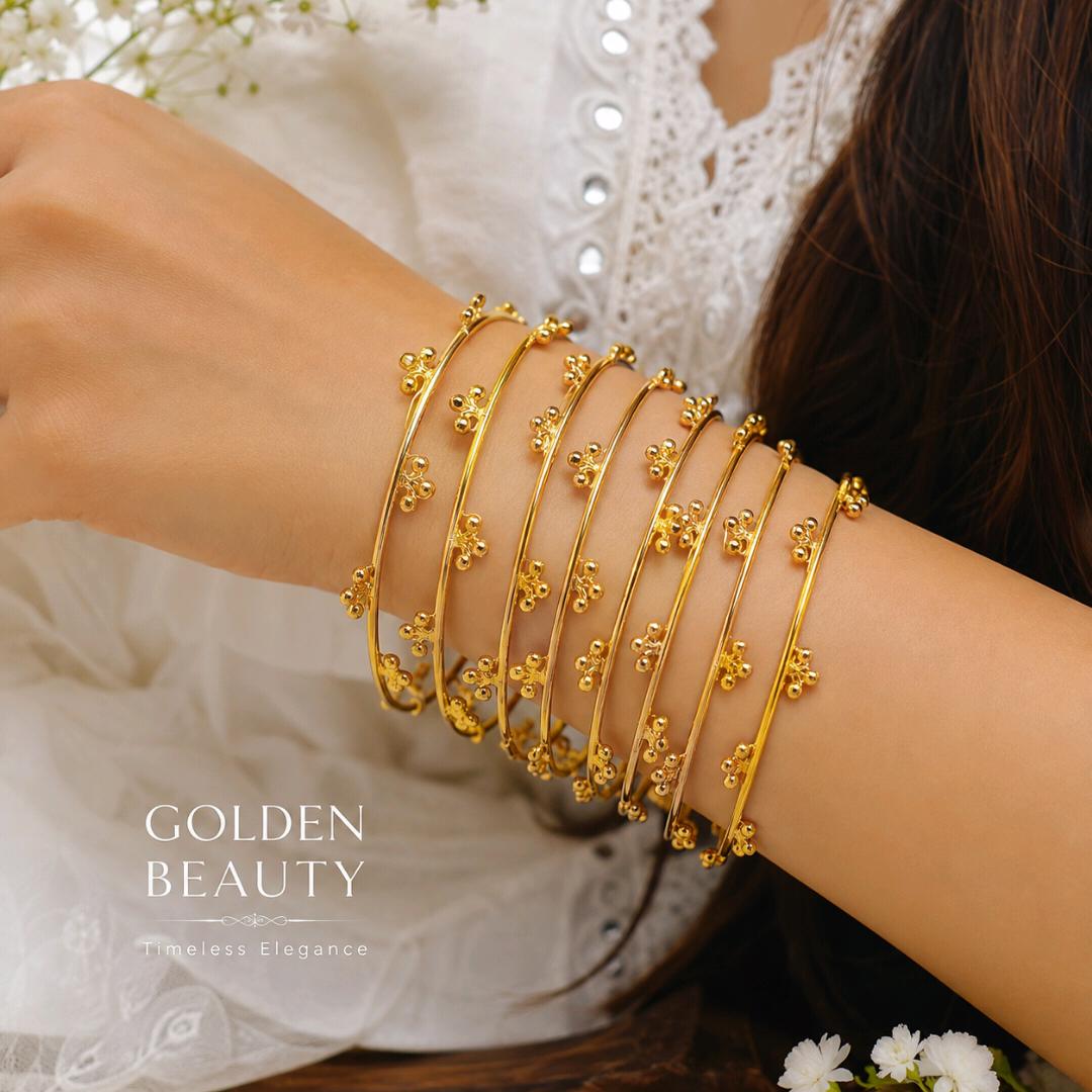 Trending Viral Kashmiri Golden Beaded Churi Set – Traditional Designer Look for Women & Girls”