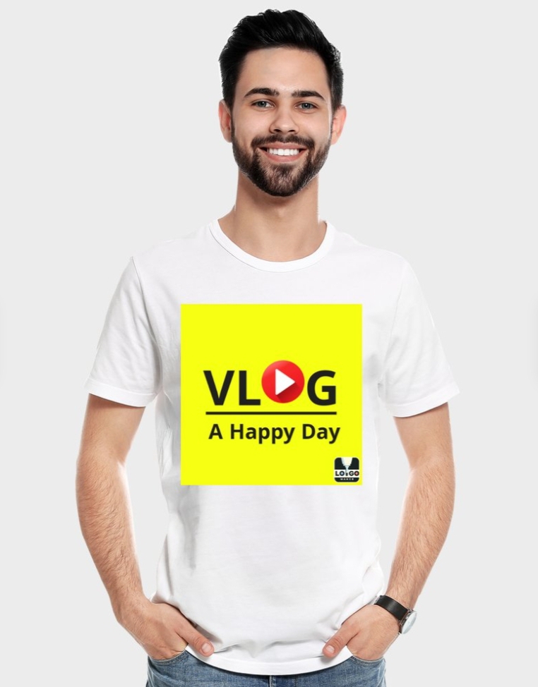 Vlog A Happy Day Premium White Cotton T-Shirt (Copy)