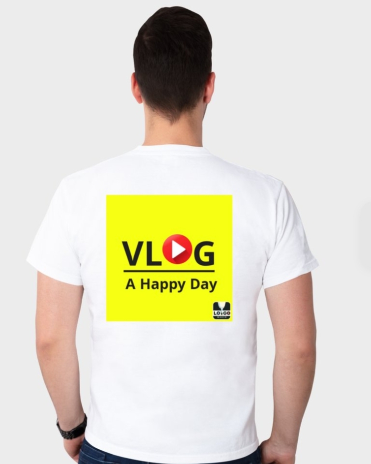 Vlog A Happy Day Premium White Cotton T-Shirt