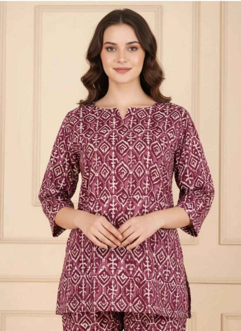 Women's Cotton Printed Night Suit Set