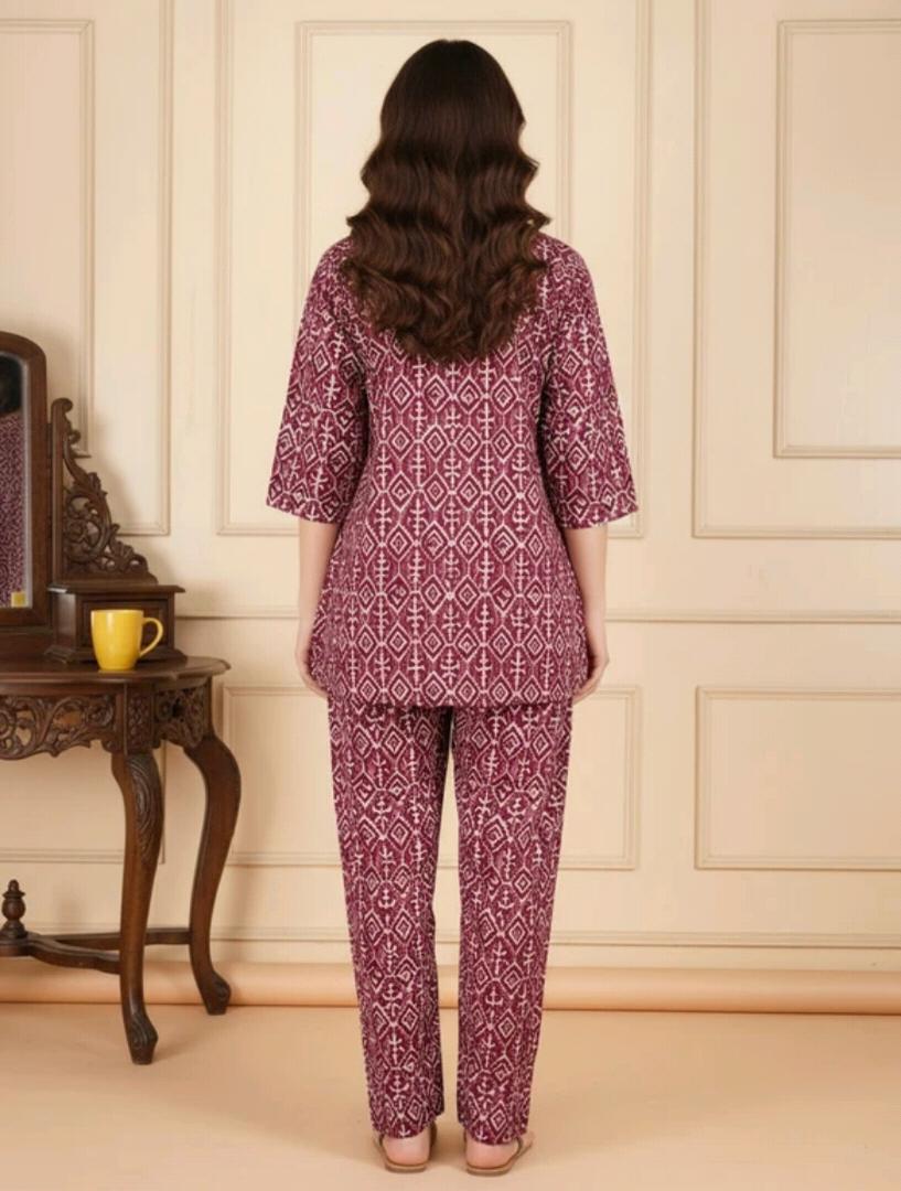 Women's Cotton Printed Night Suit Set