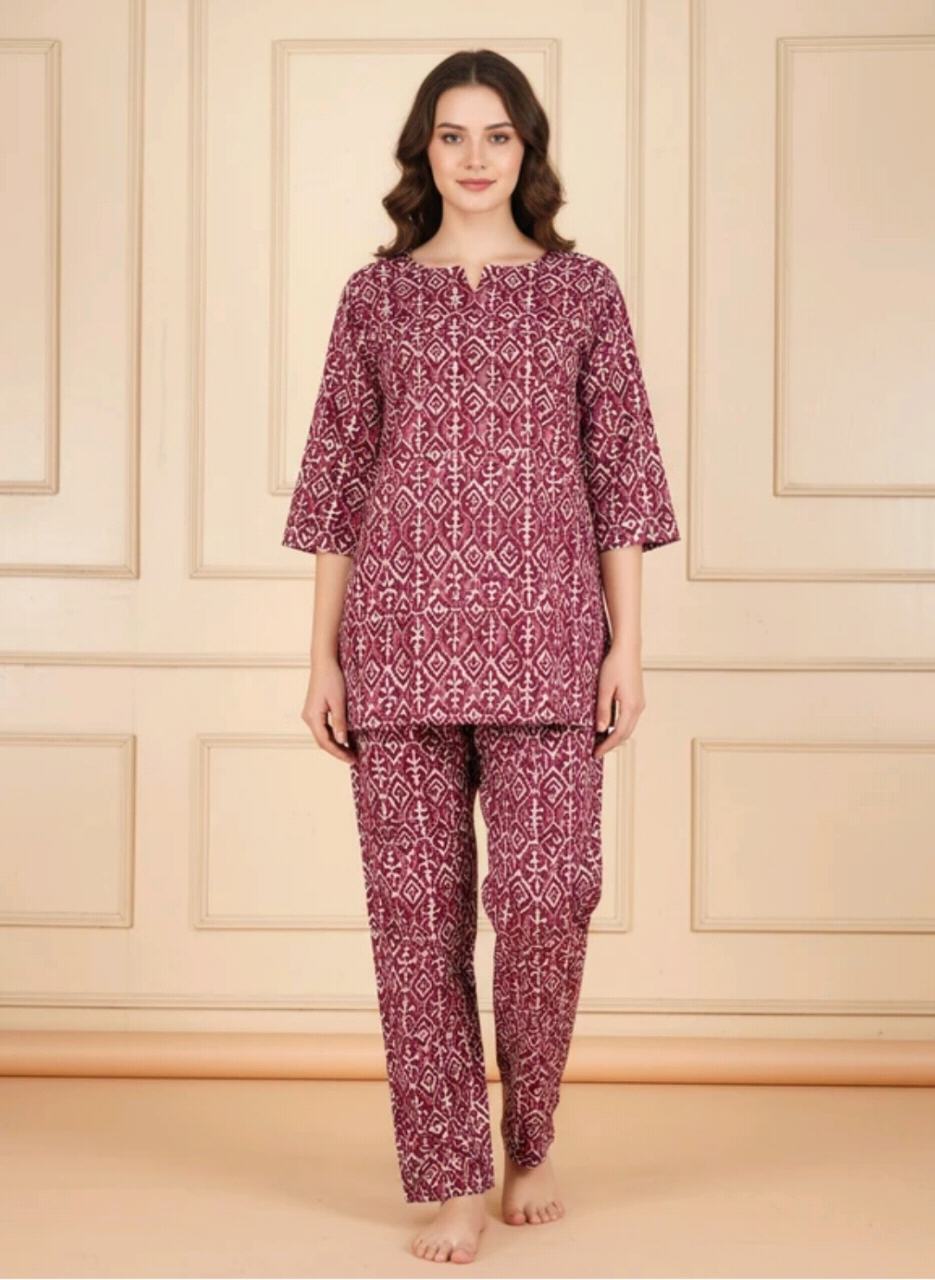 Women's Cotton Printed Night Suit Set